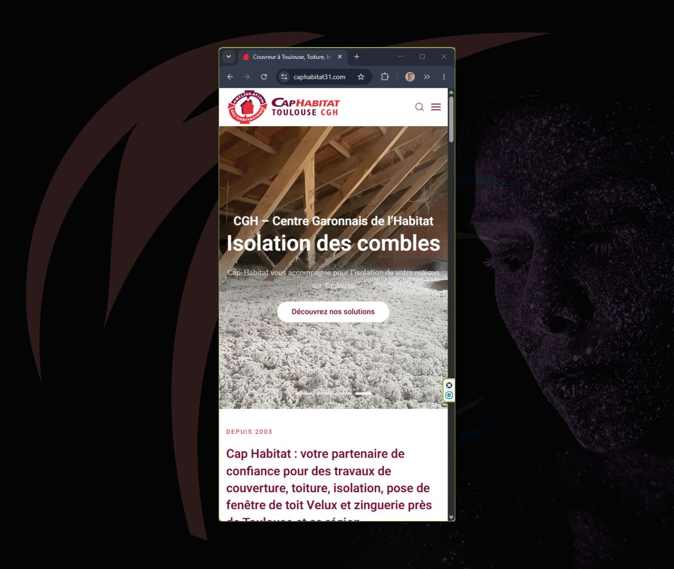 WordPress en version mobile pour CapHabitat 31