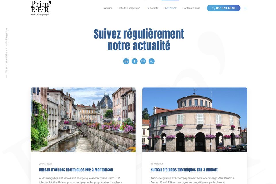 Exemple N°1 de page WordPress pour Primeer
