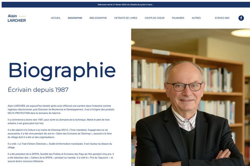 Exemple N°3 de page WordPress pour Alain Larchier
