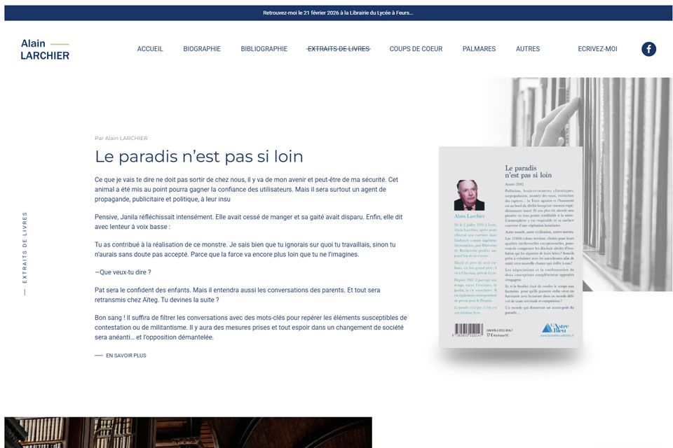 Exemple N°2 de page WordPress pour Alain Larchier