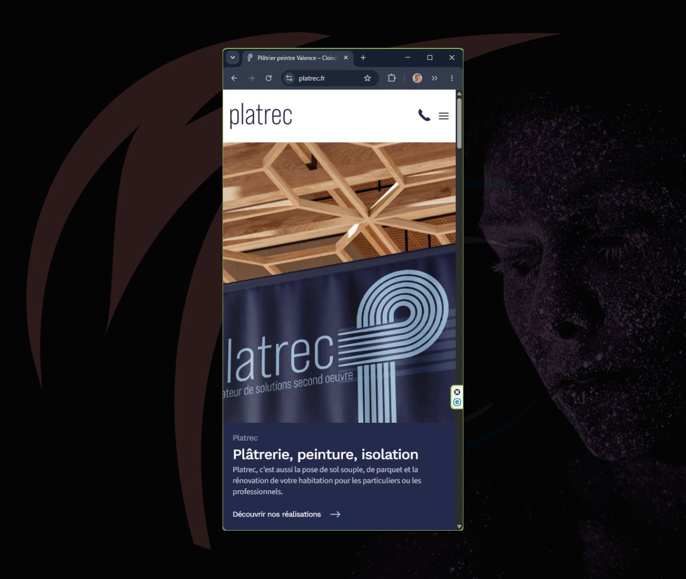 WordPress en version mobile pour Platrec