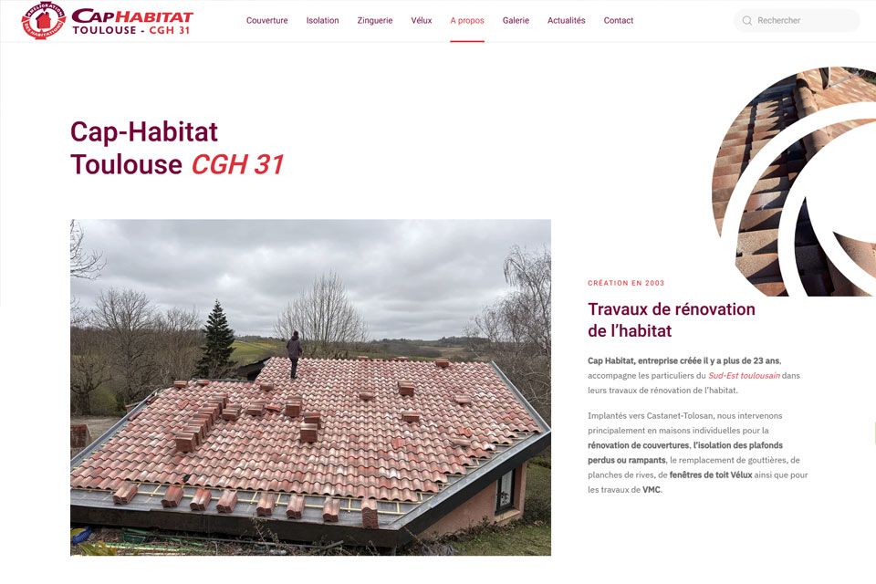 Exemple N°2 de page WordPress pour CapHabitat 31
