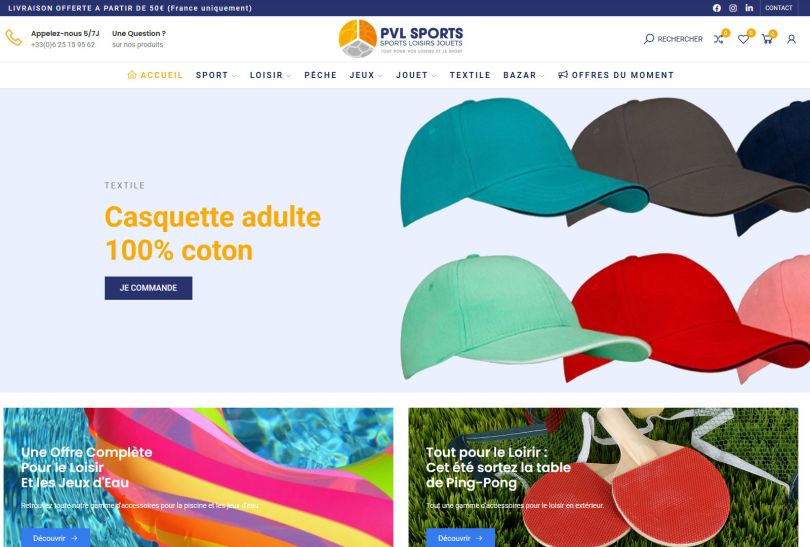 Création d'un site pour la vente de produits pour le sport et d'accessoires