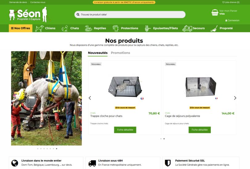 Création d'un site d'une boutique en ligne pour Séon 