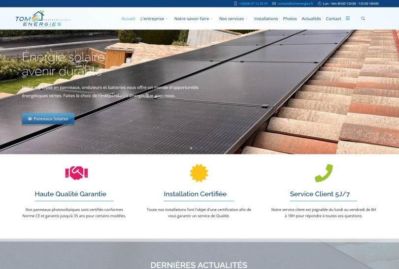 Création d'un site Joomla pour le client Tom Energies le spécialiste Energie Solaire et autoconsommation dans la Loire