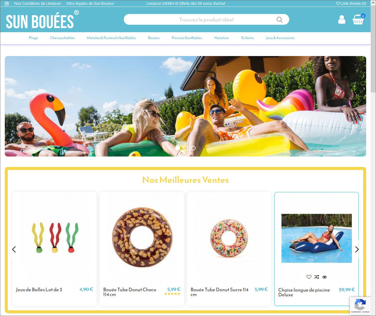 Version tablette du site Sunbouées