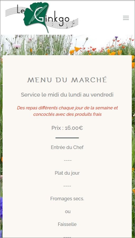 Création site Joomla restaurant Le Ginkgo à Balbigny