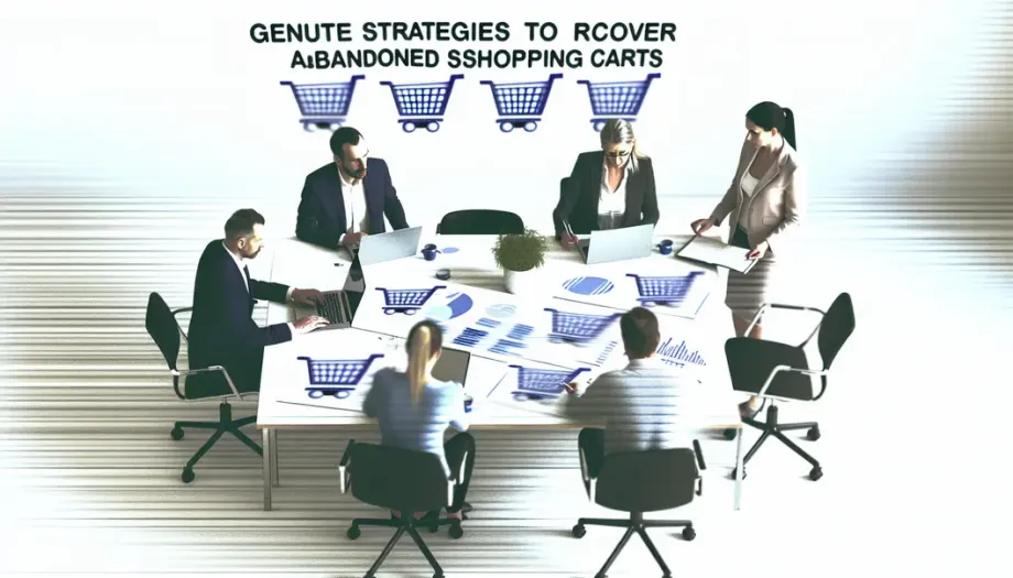 Une équipe planifiant des stratégies de relance pour les paniers abandonnés autour d'une table avec des ordinateurs.