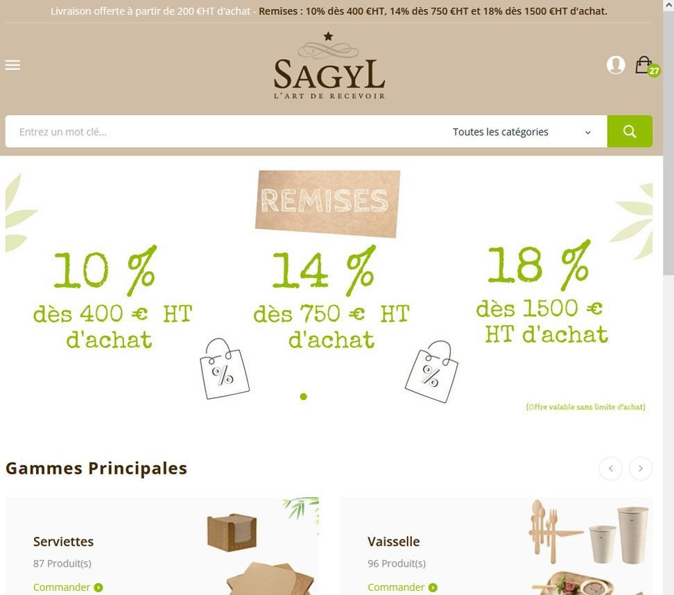 Création du site Prestashop Sagyl - Accessoires jetables bambou
