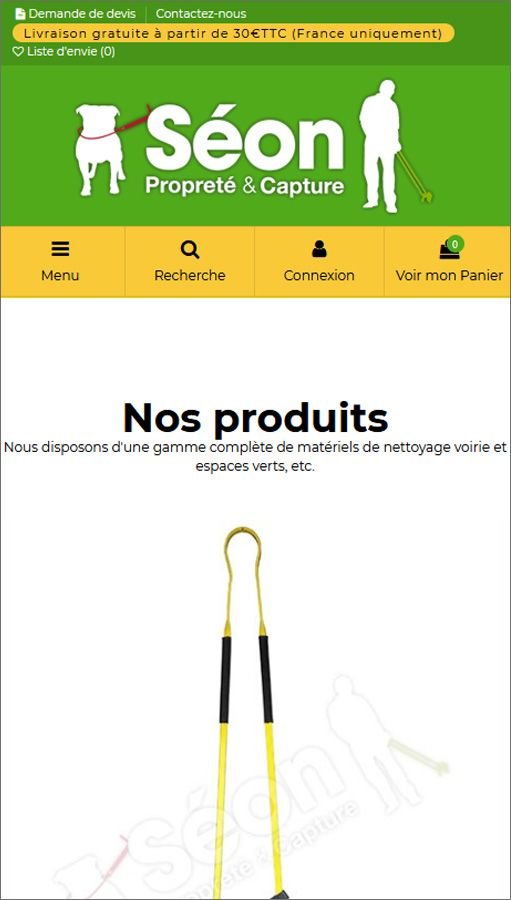Création site Prestashop Séon Pinces matériels de nettoyage voirie