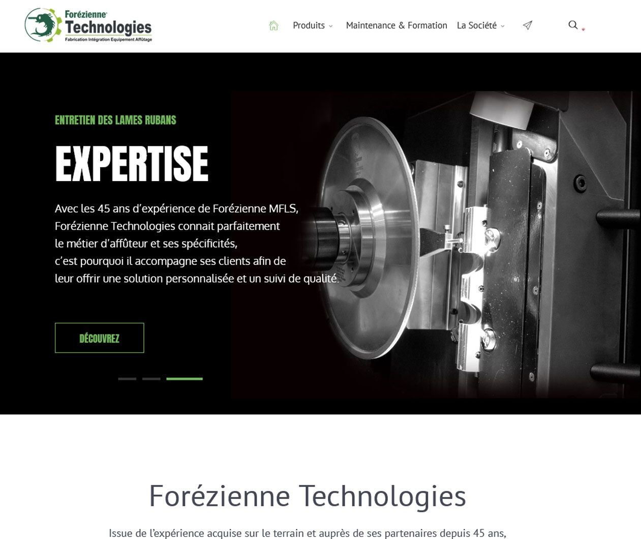 Création de site Joomla Forézienne Technologie - Expert en affûteuses de lames circulaires