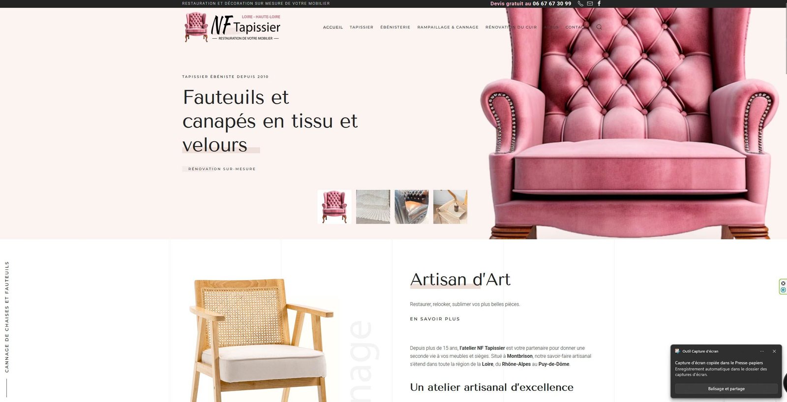 Création de site WordPress pour le tapissier décorateur NF-Tapissier