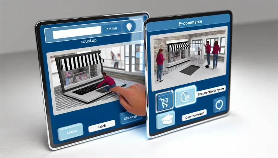 Illustration of an e-commerce store setup with focus on functionality and design elements.