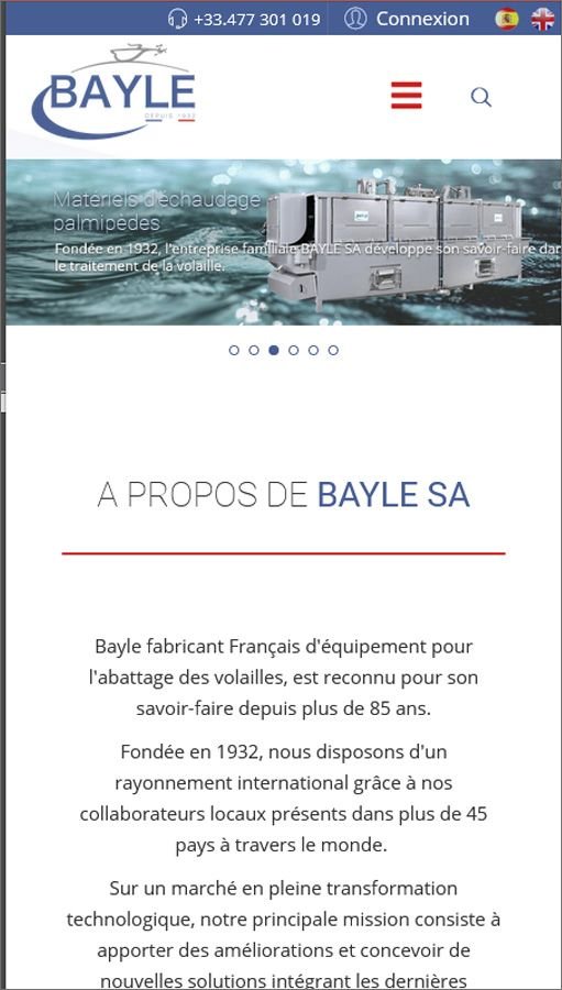 Création de site Joomla pour Bayle SA - Fabricant de plumeuses pour poulets