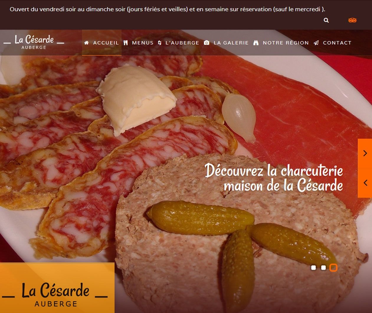 Création de site Joomla pour l'auberge de la Césarde dans la Loire 42