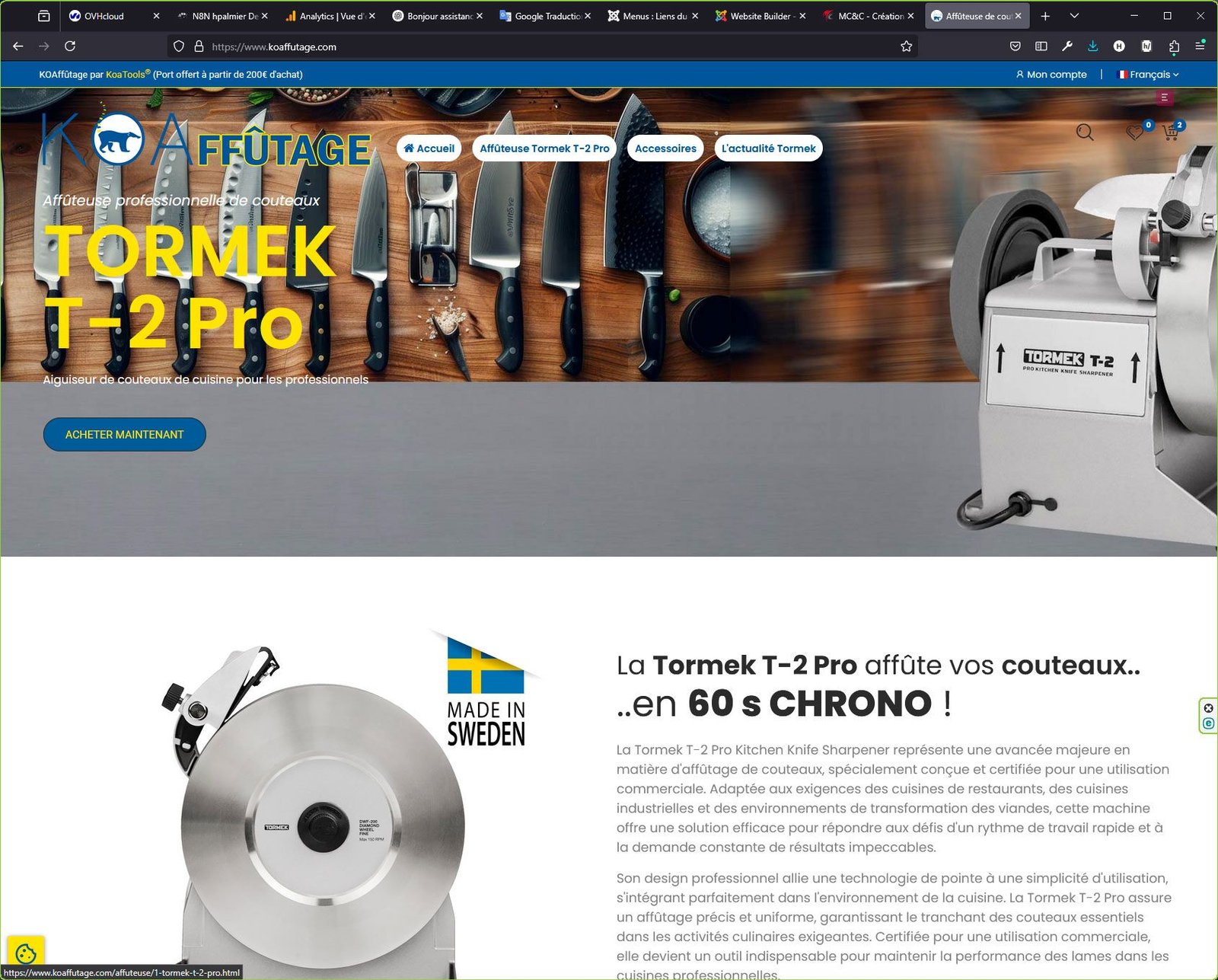 Création du site Prestashop Koaffutage - Expert en développement de boutique en ligne sous Prestashop