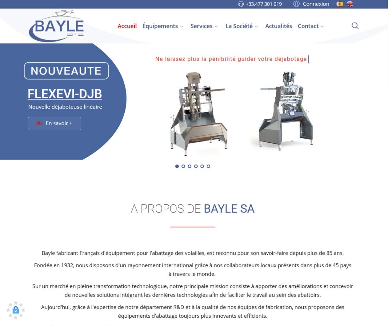 Création de site Joomla pour Bayle SA - Fabricant de plumeuses pour canards