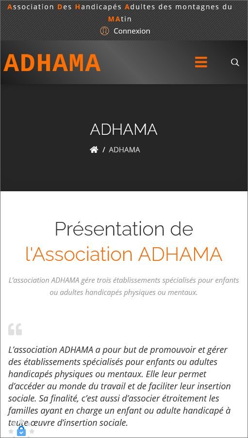 Création site Joomla - Adhama Association des Handicapés Adultes des Montagnes du Matin