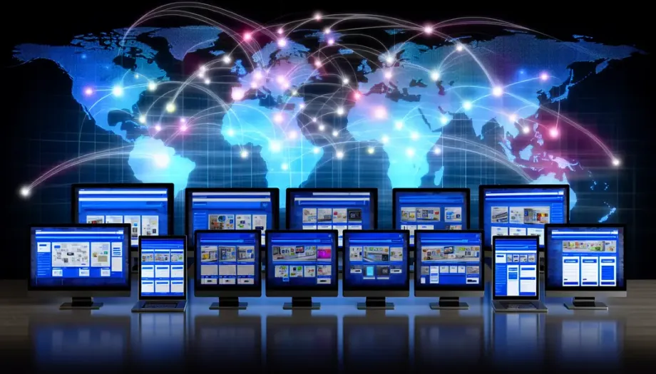 Écrans d'ordinateurs avec des vitrines numériques montrant les fonctionnalités de Shopify.