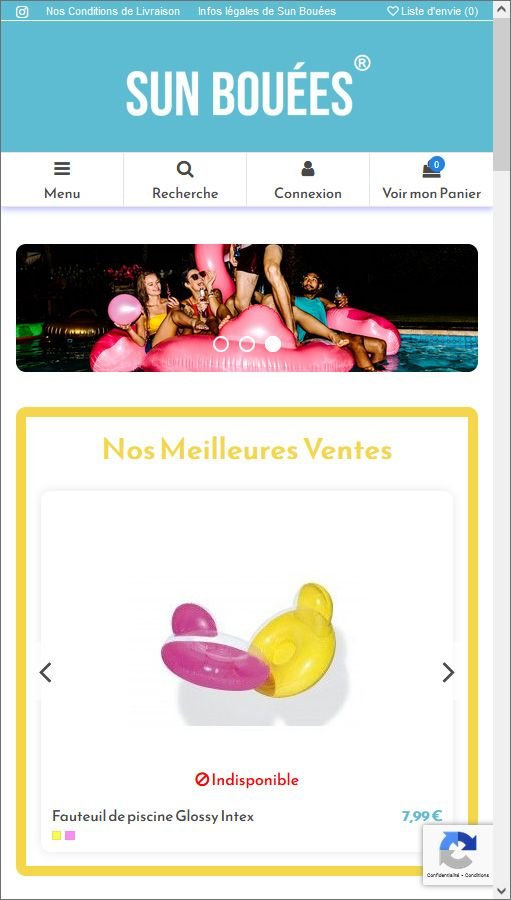 Création site PrestaShop de Sun Bouées - Accessoires pour la piscine