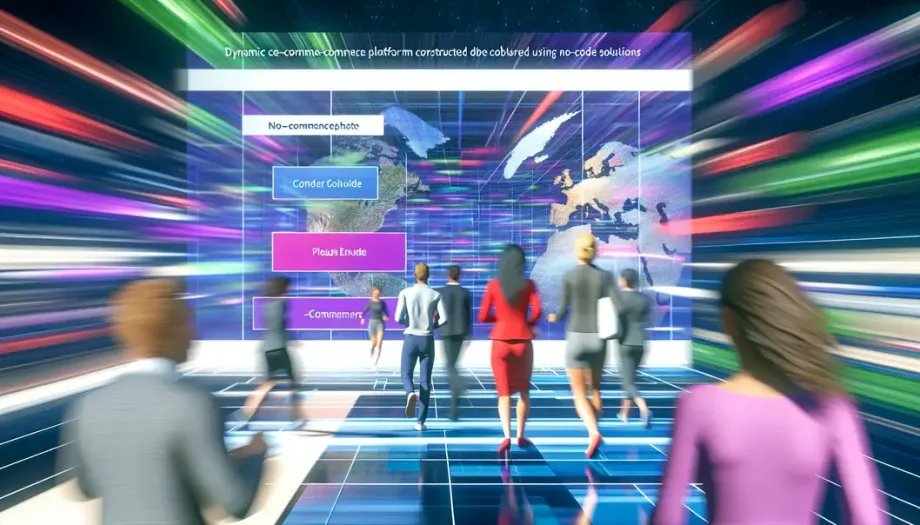 Représentation visuelle d'une plateforme e-commerce innovante et dynamique créée grâce au no-code.