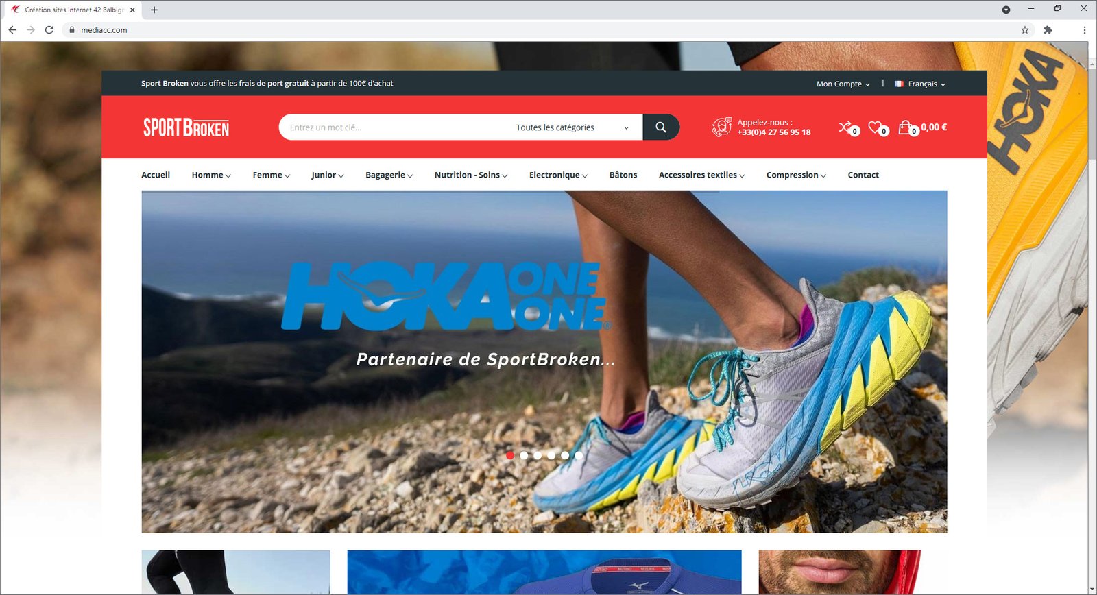 Création de site internet avec boutique de sport