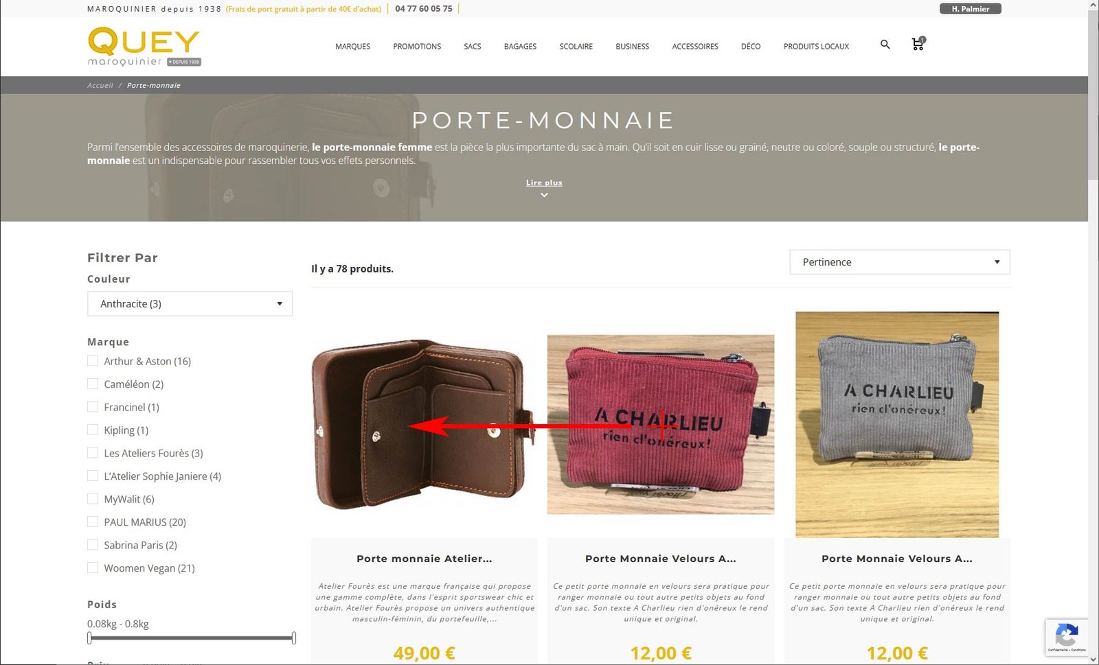 Affichage d'un produit à déplacer dasn l'organisation d'une catégorie PrestaShop 1.7.X