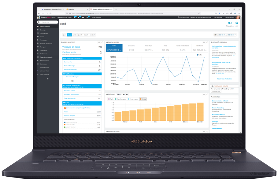 Backoffice du CMS Prestashop pour la gestion d'une boutique en ligne facile d'accès et simple d'utilisation
