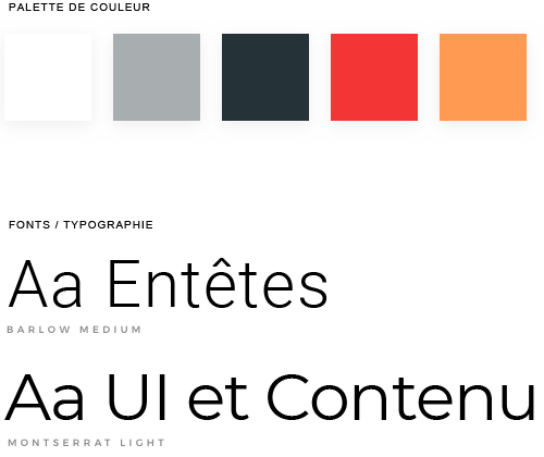 Palette graphique et typographie d'un site Prestashop