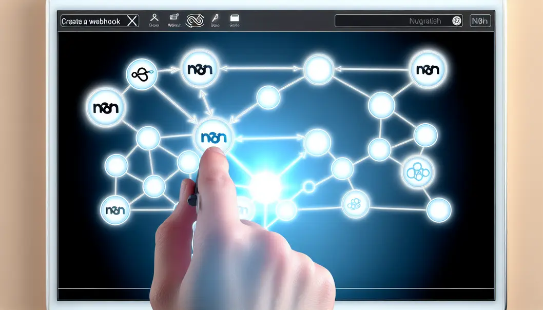 Interface de nœuds n8n montrant la création d’un workflow webhook.