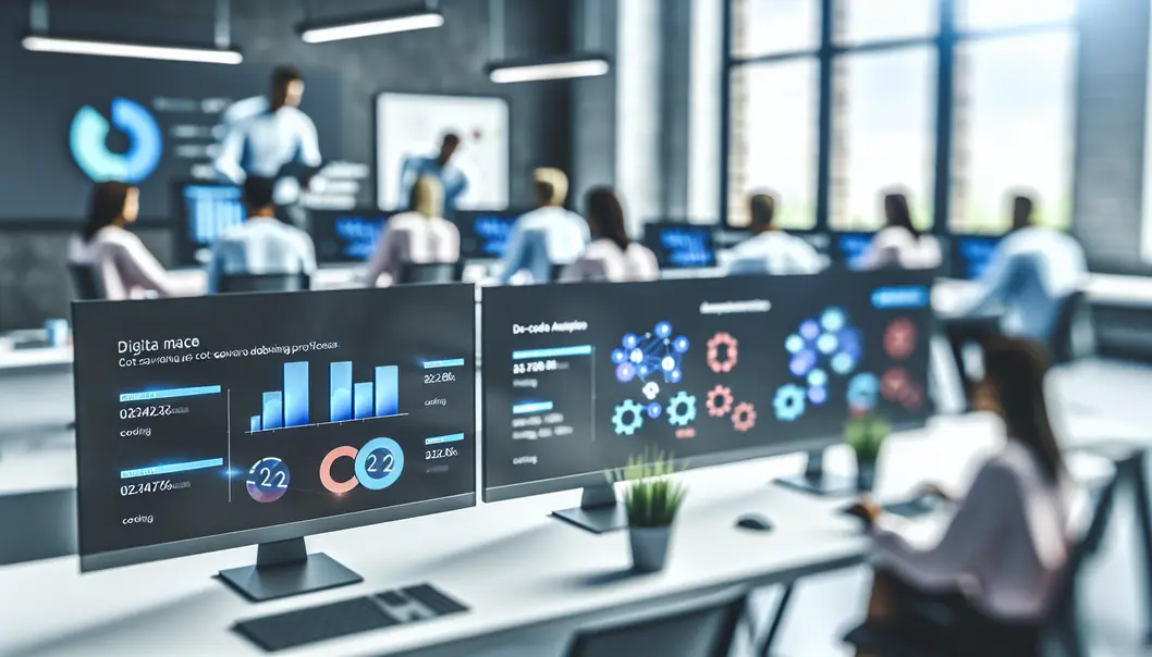 Des équipes collaborant en utilisant des plateformes no-code pour un développement rapide.