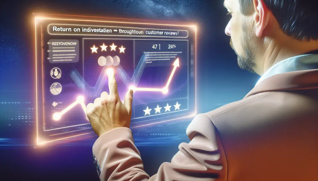 Un entrepreneur utilisant des outils en ligne pour gérer les avis clients.