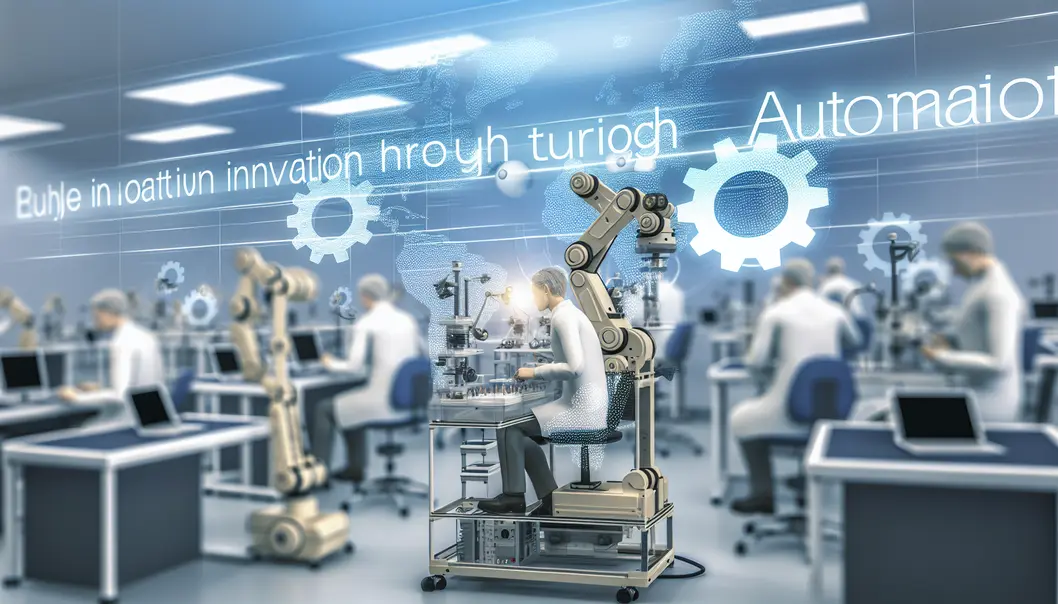 Des robots automatisant les tâches de bureau pour illustrer la réduction des coûts.