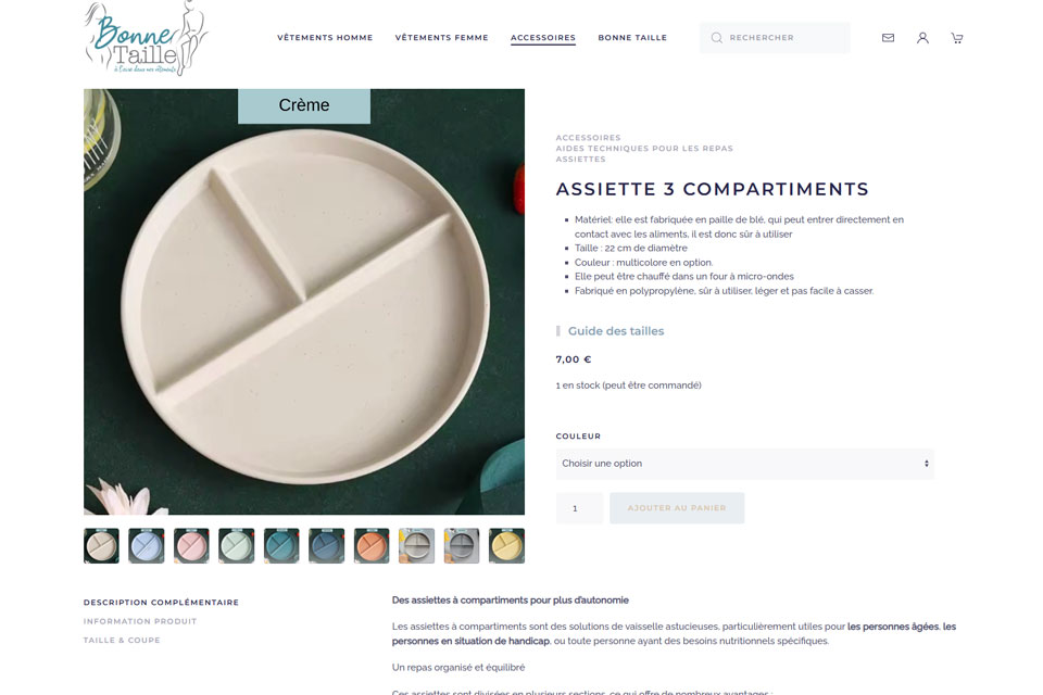 Exemple N°1 de page WordPress pour Bonne Taille