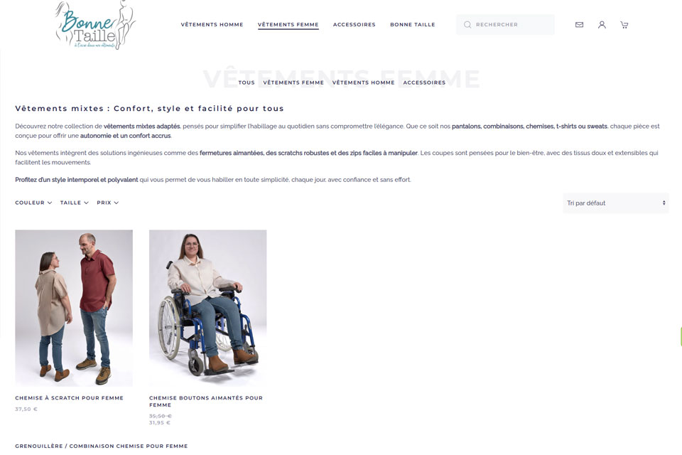 Exemple N°2 de page WordPress pour Bonne Taille