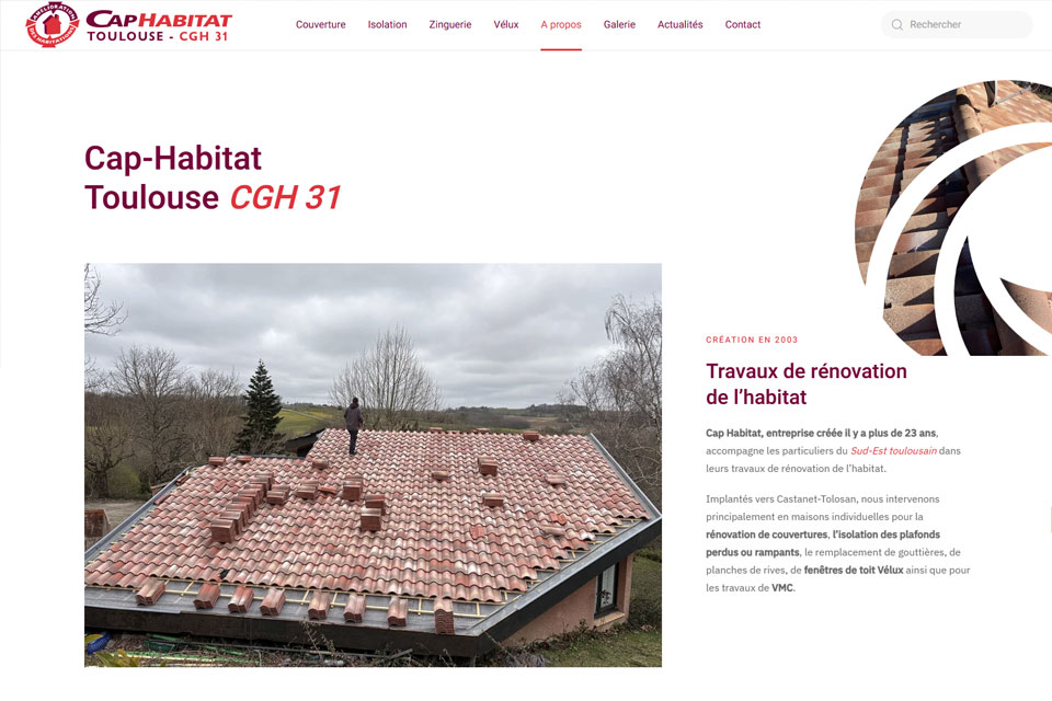 Exemple N°2 de page WordPress pour CapHabitat 31