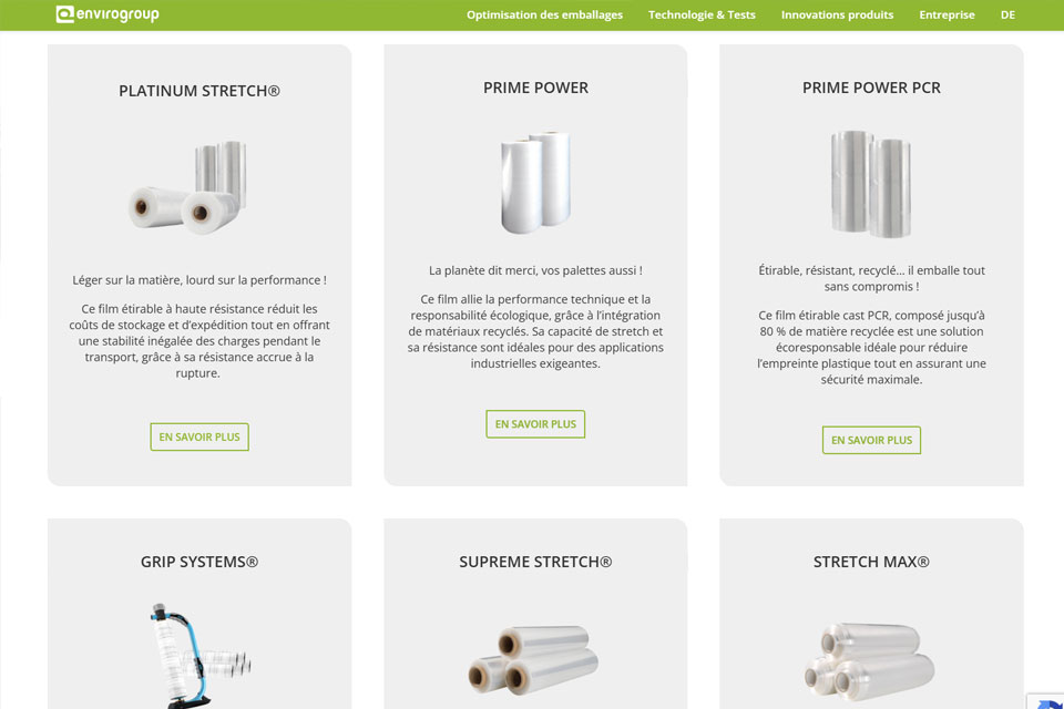 Exemple N°1 de page WordPress pour Enviro Group