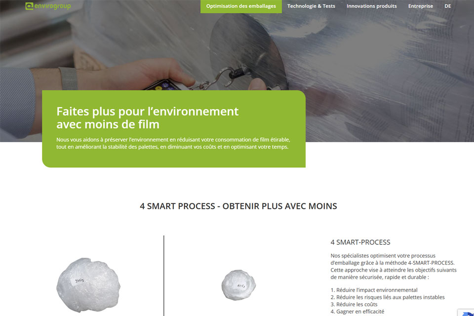 Exemple N°3 de page WordPress pour Enviro Group