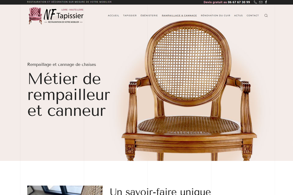Exemple N°2 de page WordPress pour NF Tapissiuer
