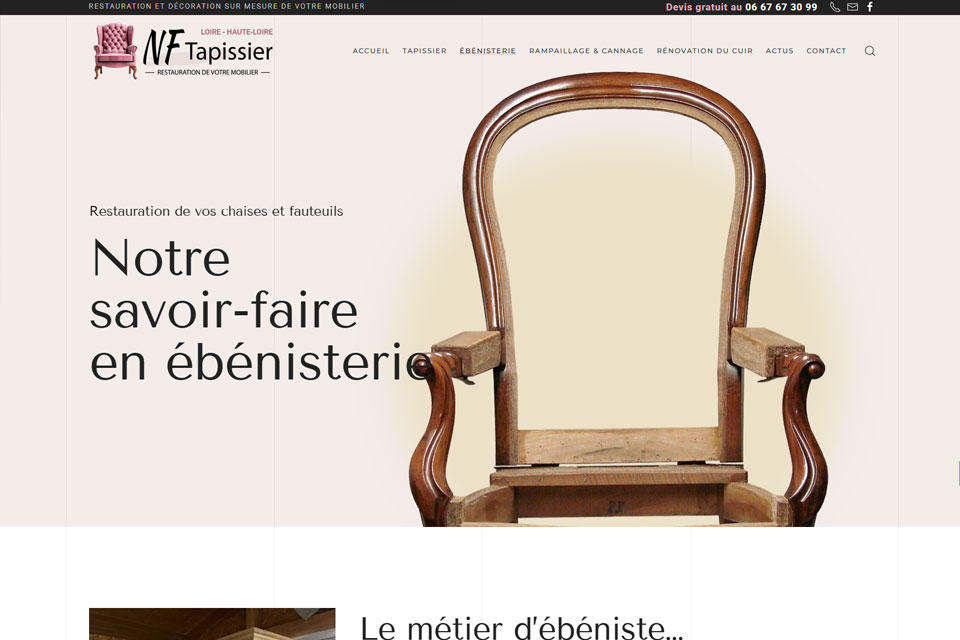 Exemple N°3 de page WordPress pour NF Tapissier