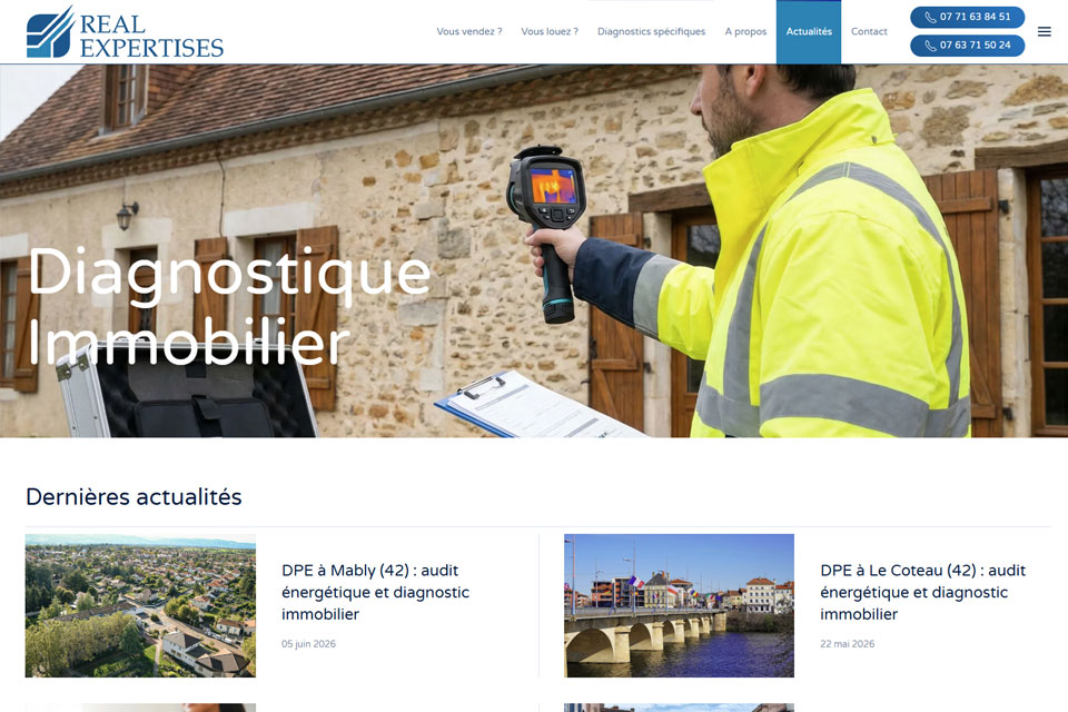 Exemple N°1 de page WordPress pour Real Expertises