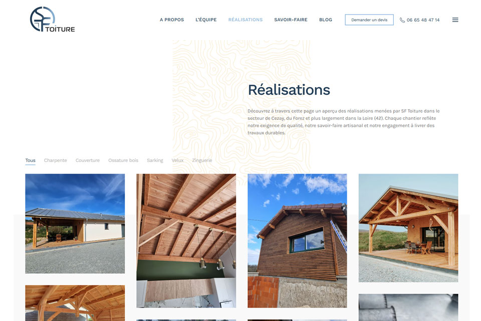 Exemple N°2 de page WordPress pour SF Toiture