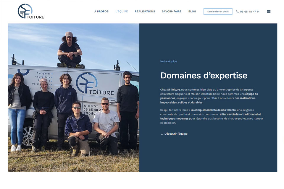 Exemple N°3 de page WordPress pour SF Toiture