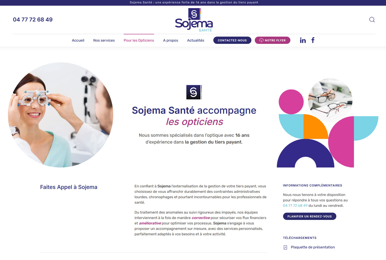 Création de site WordPress pour Sojema à Roanne spécialisé dans la gestion du tiers payant pour les opticiens