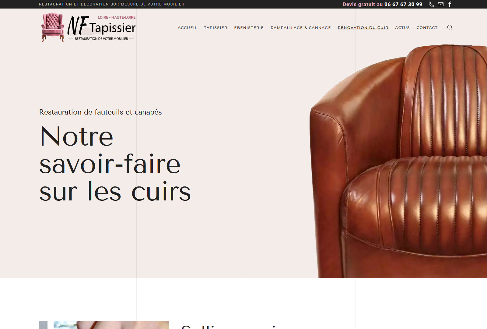Création de site WordPress pour Sojema à Feurs spécialisé dans la rénovation de chaises et fauteuils.
