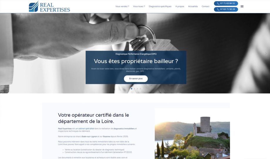 WordPress version responsive PC pour Real Expertises