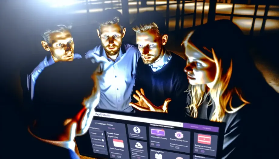 Diverse group viewing Shopify dashboard with visible app integrations.