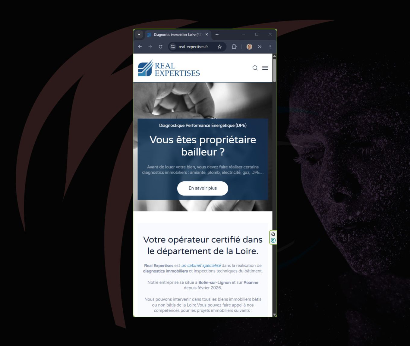 WordPress en version mobile pour Real Expertises