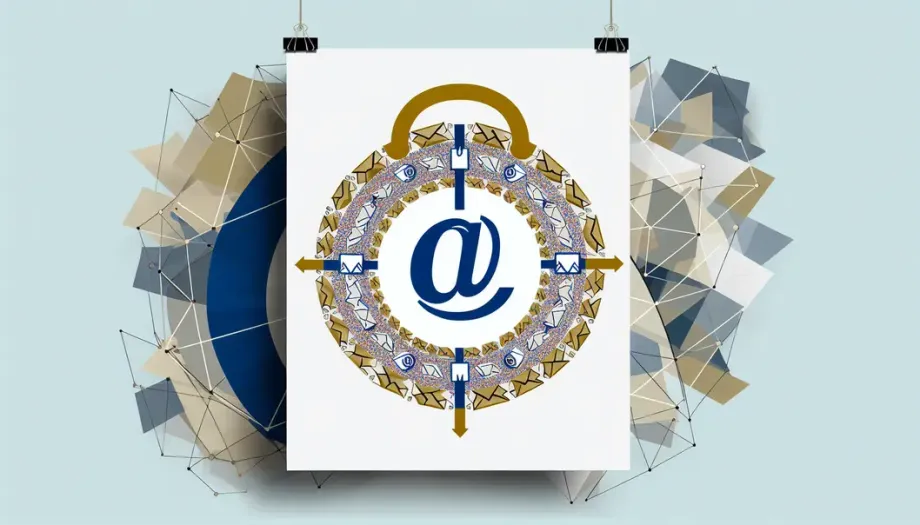 A clock surrounded by flying email envelopes illustrating the concept of time-saving through email automation.