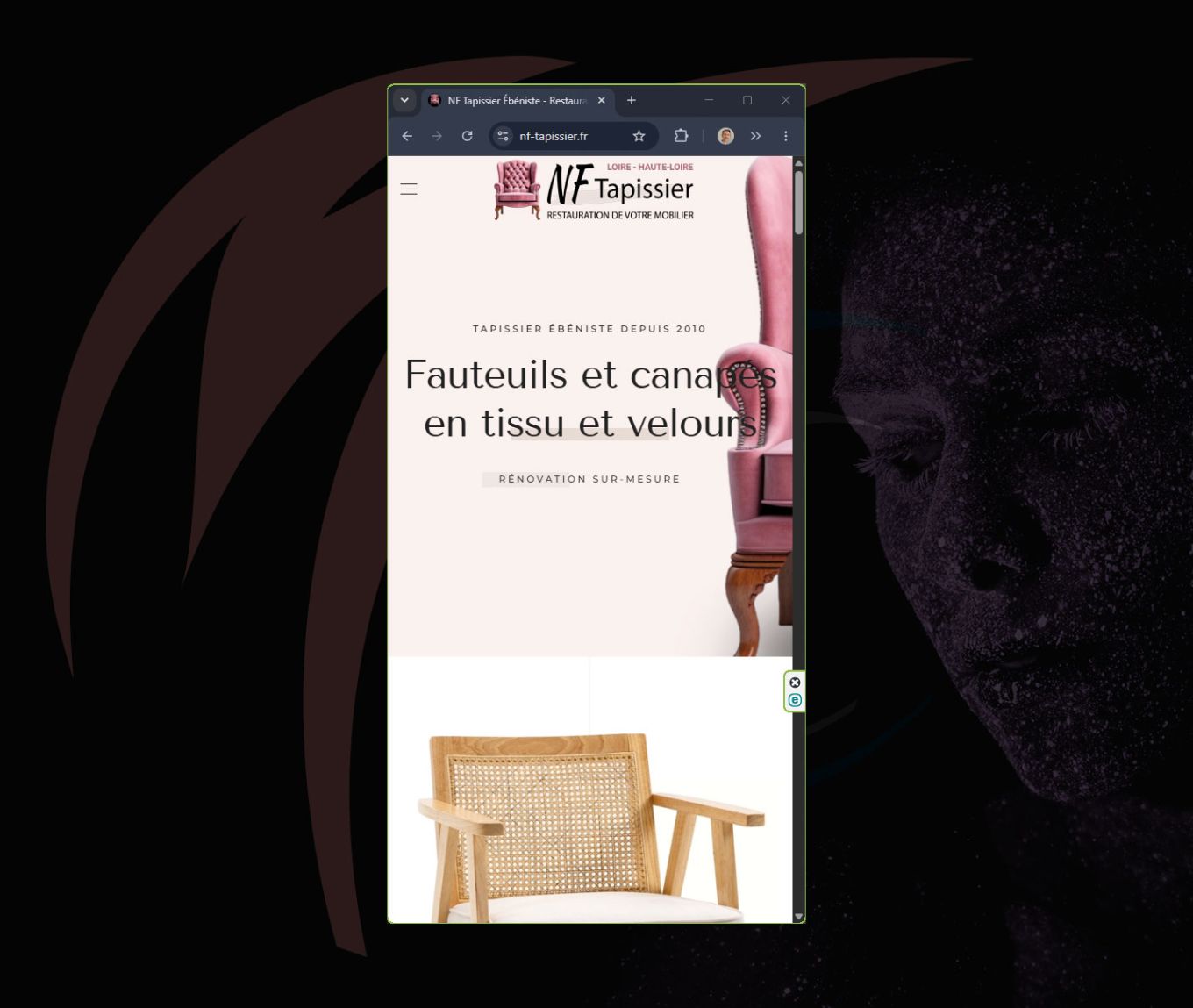 WordPress en version mobile pour NF Tapissier